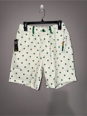 Tipsy Elves White Shorts with Green Clover Accent